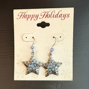 Silver & Blue Star Earrings